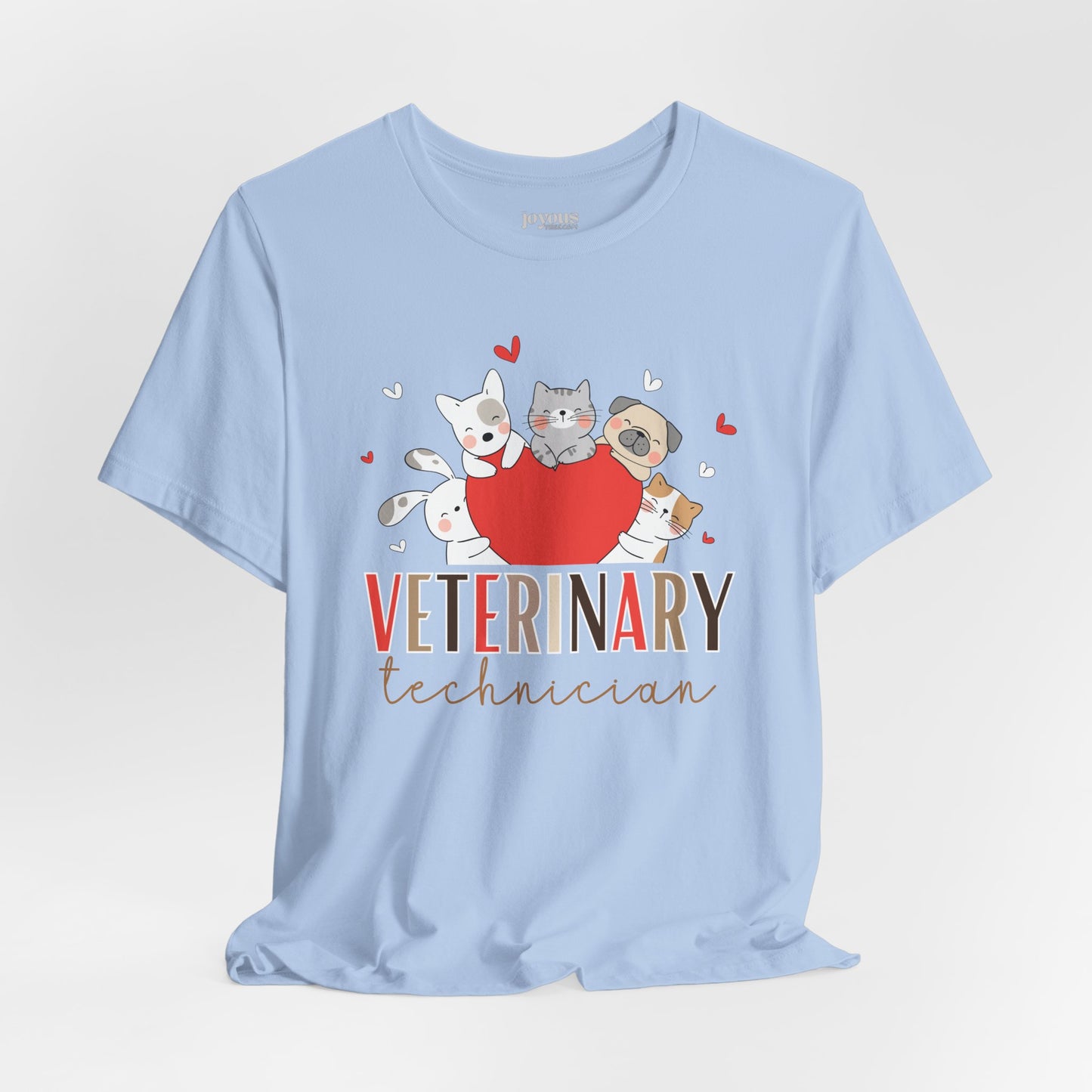 Cute Veterinary Technician Soft Cotton Tee with Dogs and Cats for VET Technician