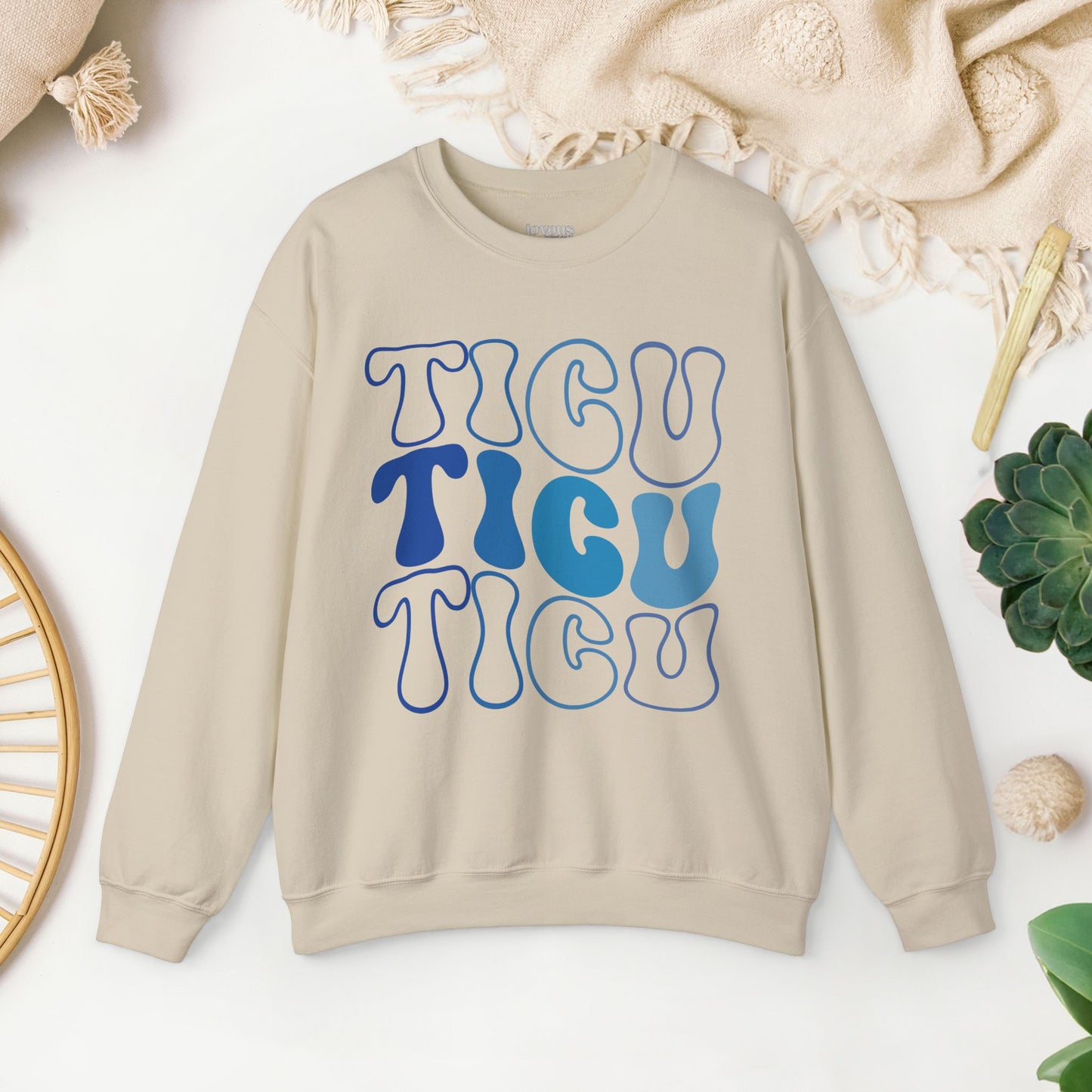 Groovy Blue TICU Sweatshirt - Trauma ICU Nurse Sweater