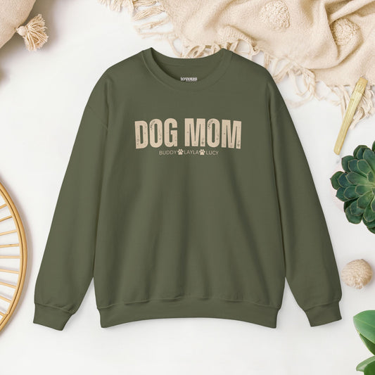 Custom Dog Mom Sweatshirt with Dogs Name - Personalized Gift for Dog Mom