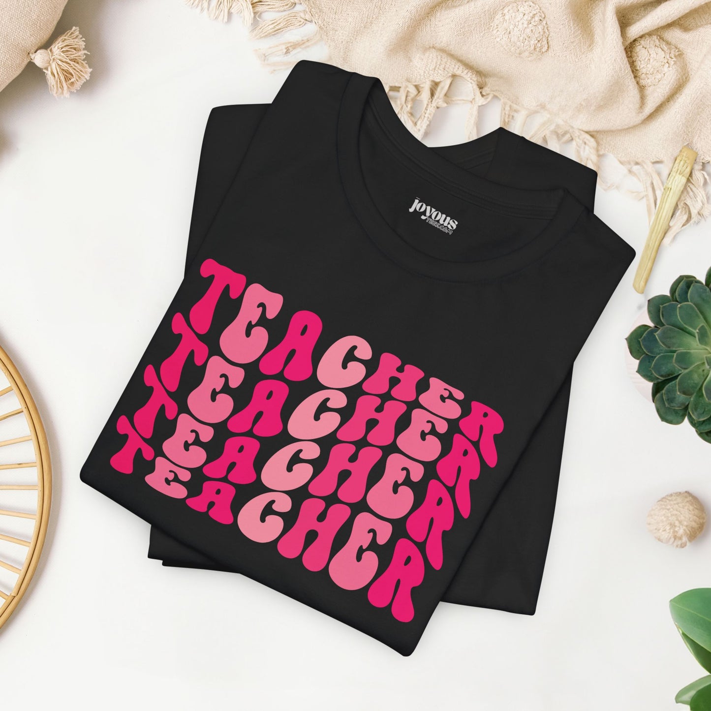 Groovy Pink Teacher Soft Cotton Tee for School Teachers