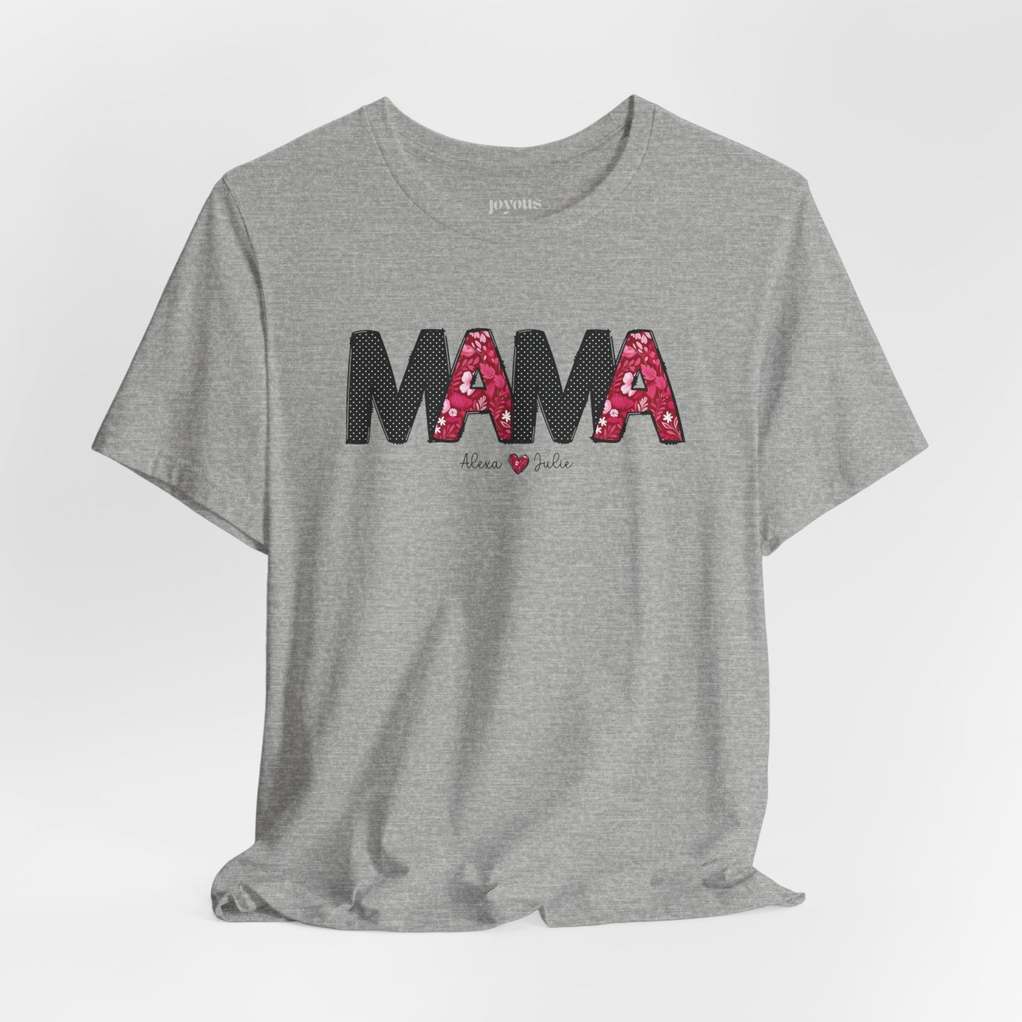 Custom Mama Soft Cotton Tee with Kids Names - Personalized Gift for Mom