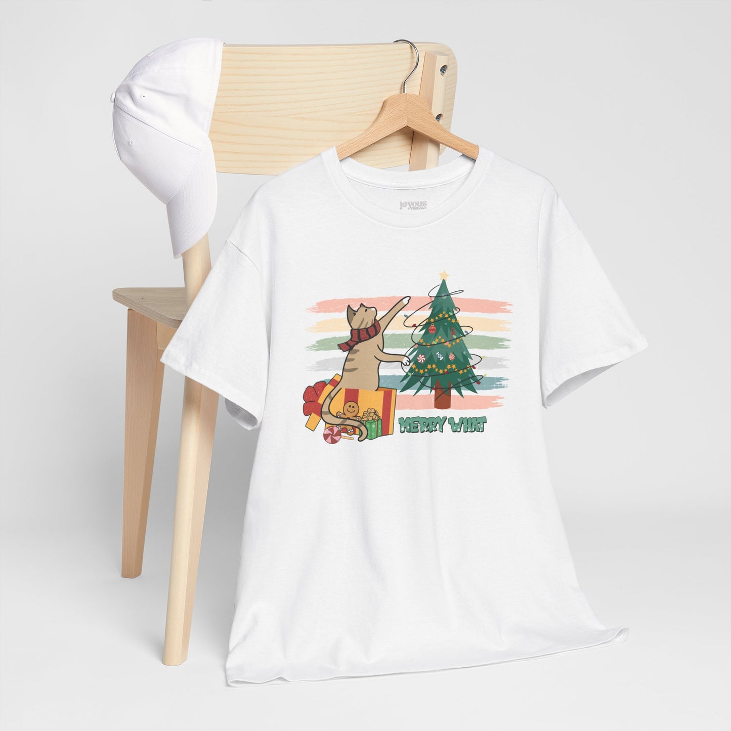 Merry What Funny Cat Christmas Heavy Cotton Tee - Cat Lovers Christmas Gift