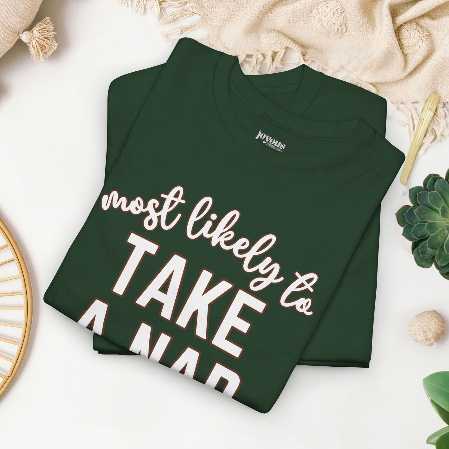 Funny Thanksgiving Shirt - Most likely to Take a Nap Heavy Cotton Tee