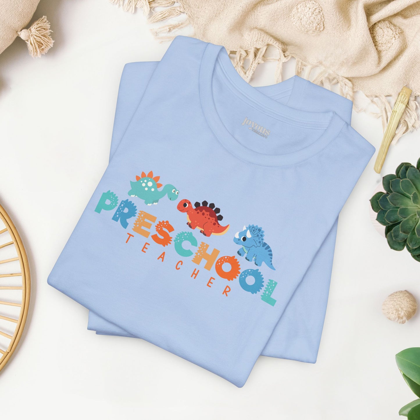 Preschool Teacher Soft Cotton Tee with Dinosaurs