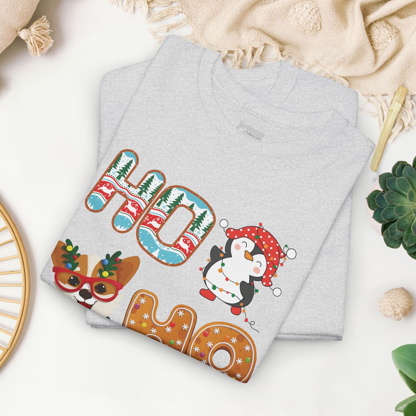 Ho Ho Ho Christmas Shirt - Matching Family Christmas Heavy Cotton Tee