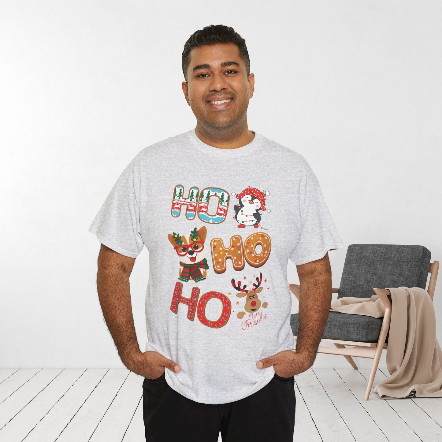 Ho Ho Ho Christmas Shirt - Matching Family Christmas Heavy Cotton Tee