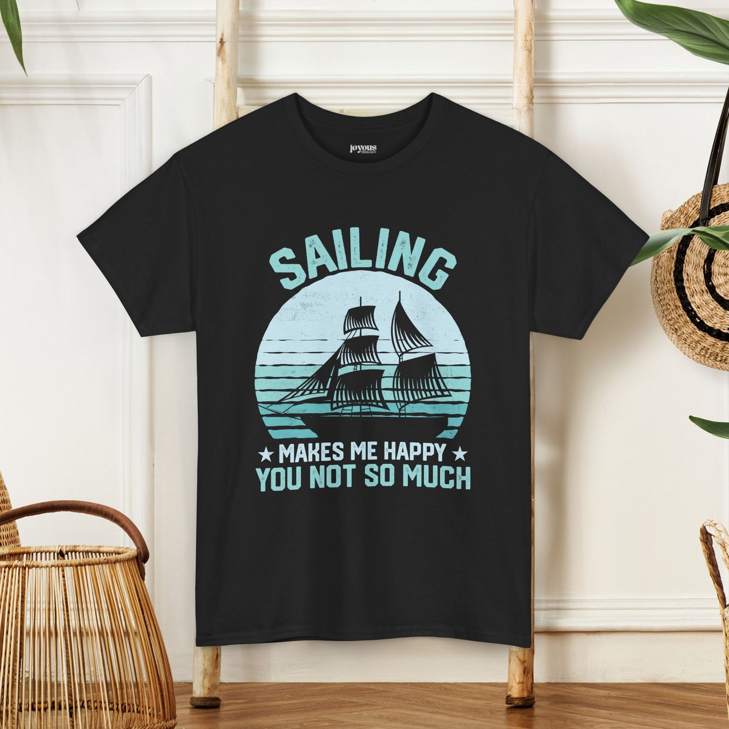 Sailing Makes Me Happy T-Shirt - Funny Sailing Heavy Cotton Tee