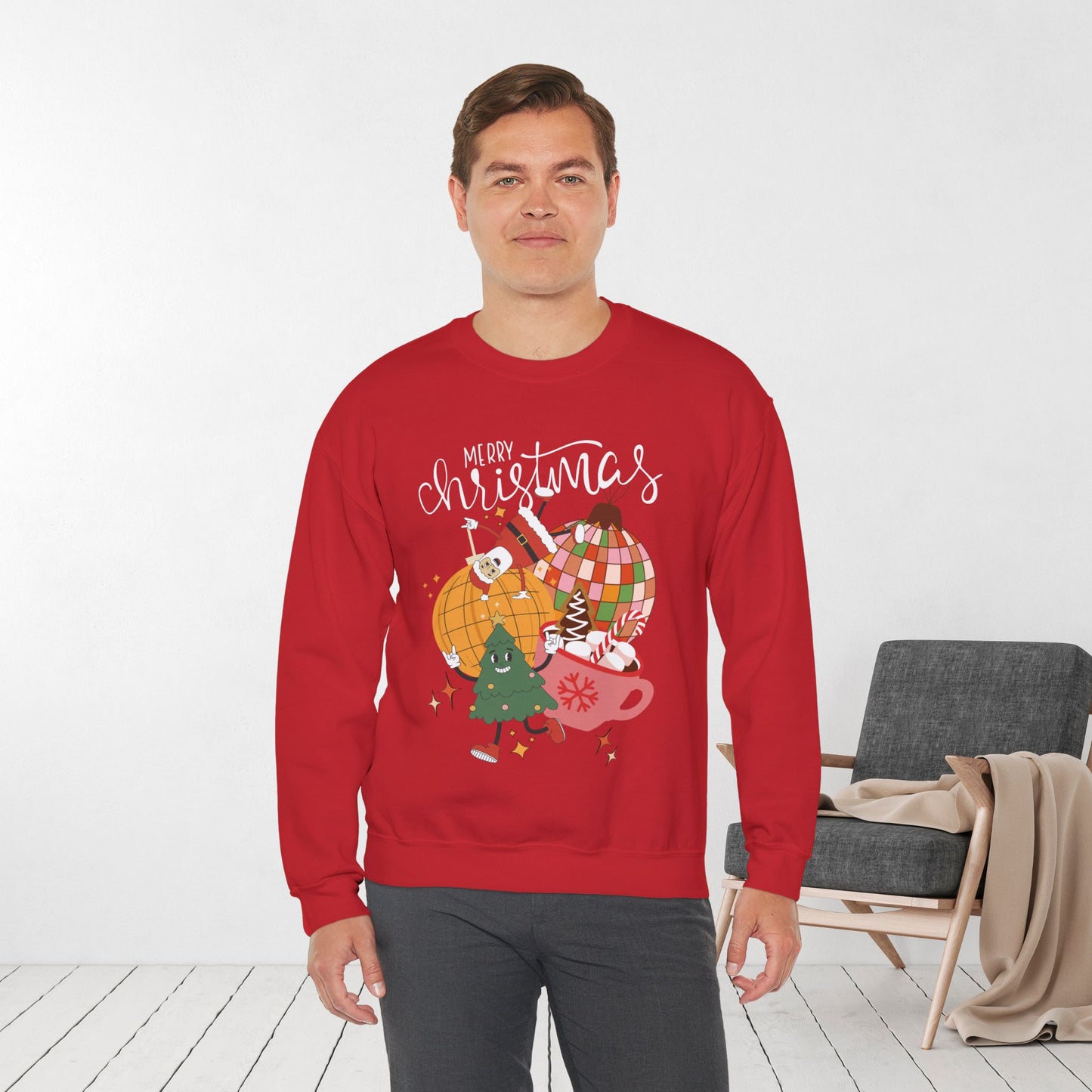 Retro Christmas Ornament Sweatshirt - Christmas Crewneck Pullover