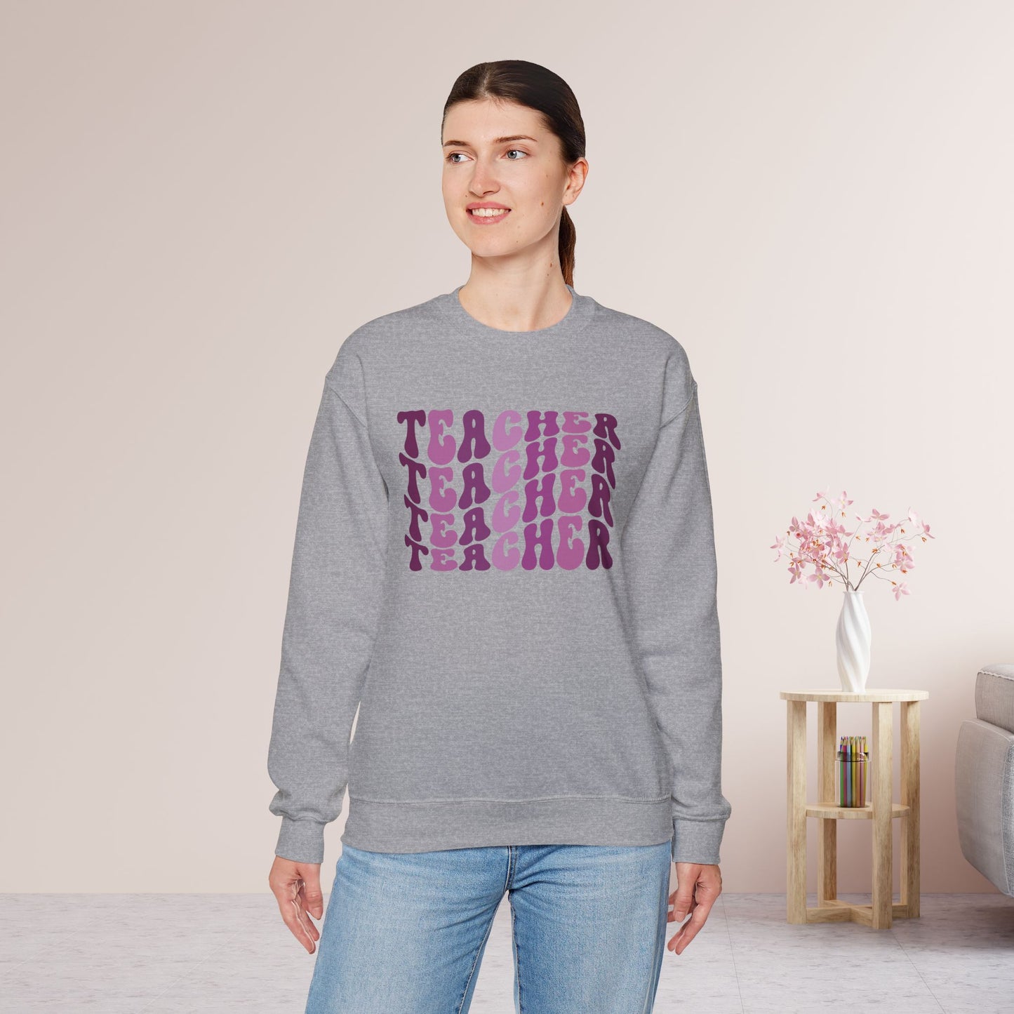 Groovy Purple Teacher Sweatshirt for School Teachers