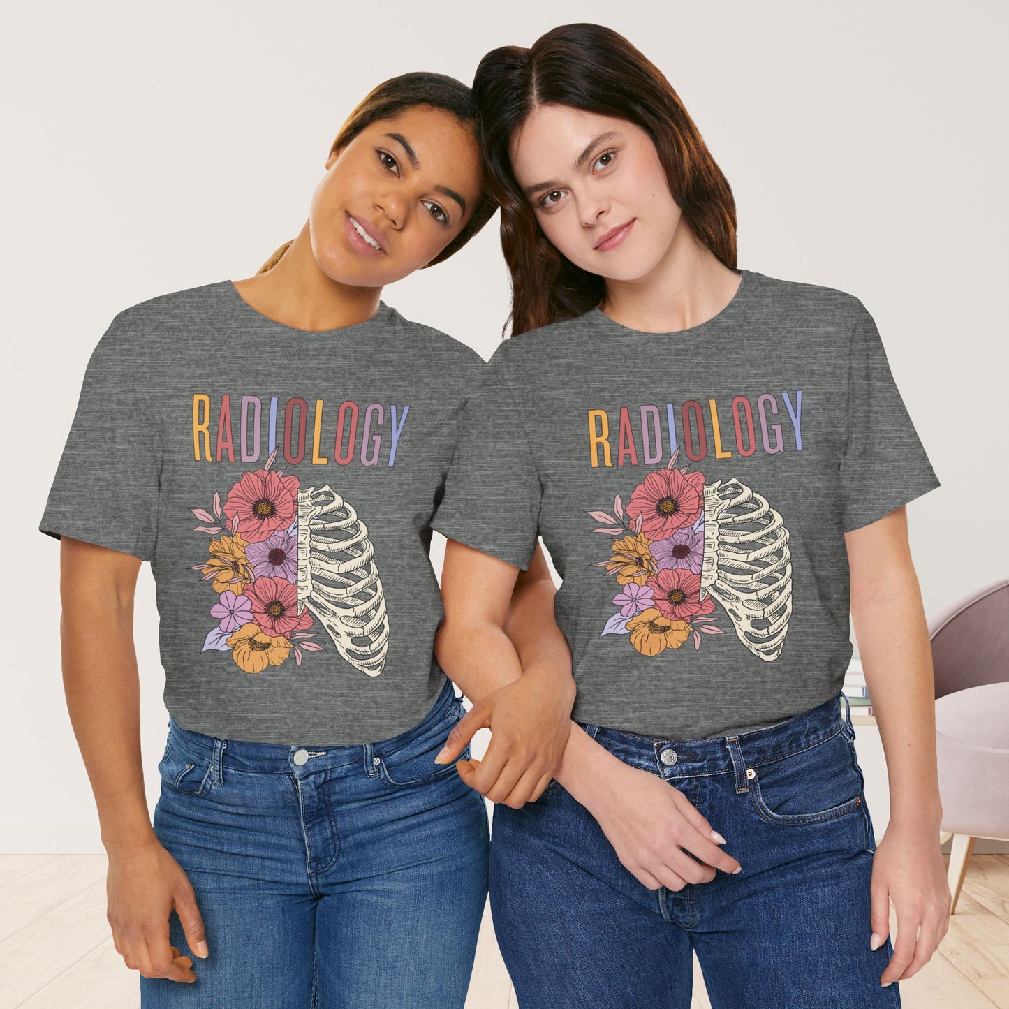 Flower Skeleton Radiology Soft Cotton Tee