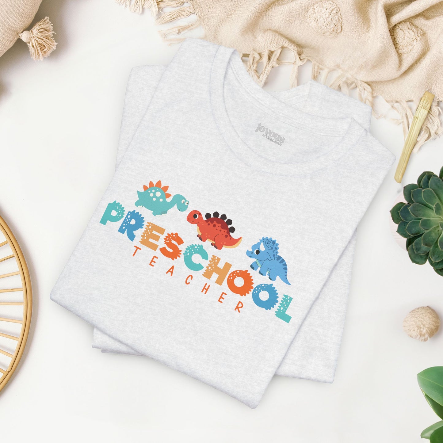 Preschool Teacher Soft Cotton Tee with Dinosaurs