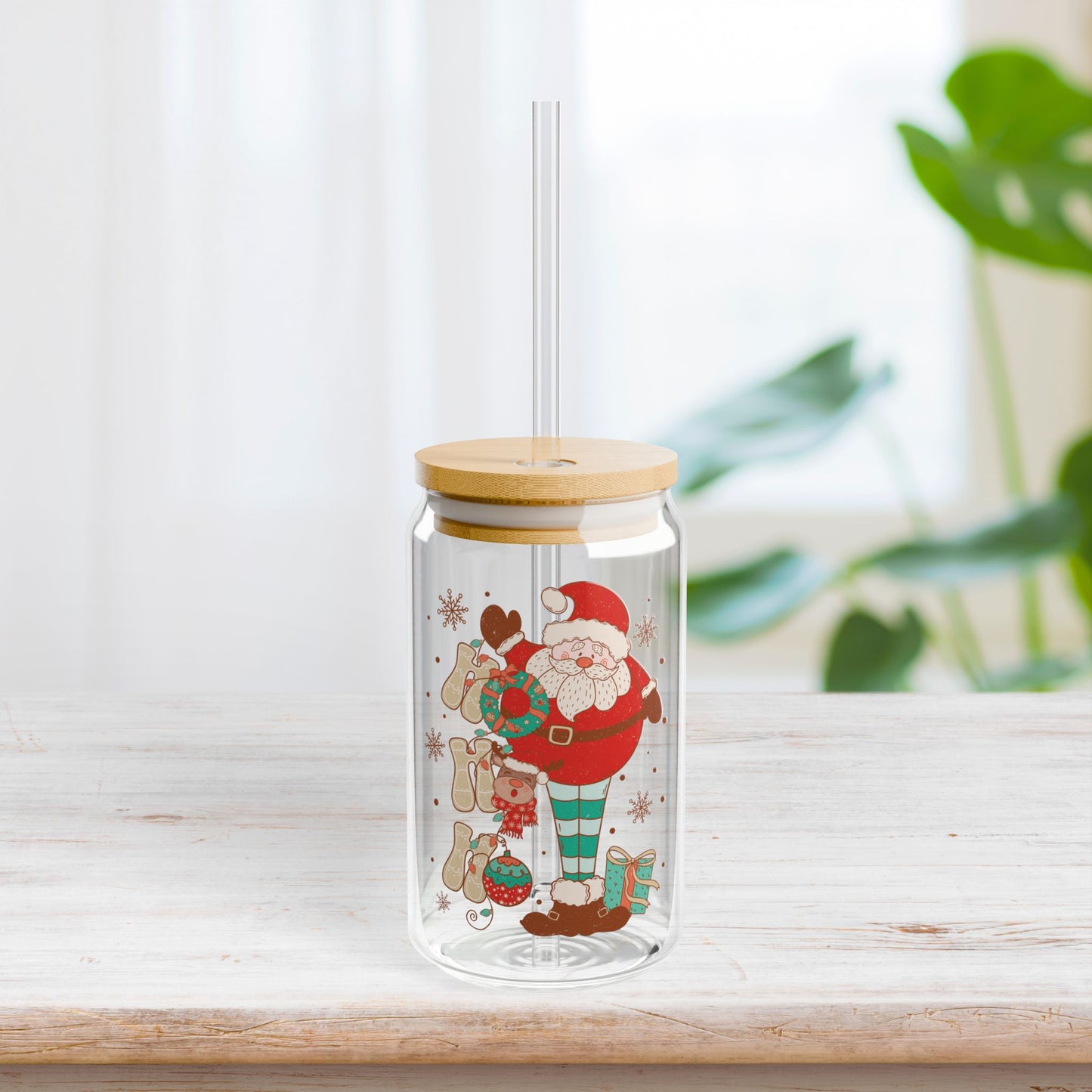 Ho Ho Ho Retro Christmas Sipper Glass - Best Christmas Gift