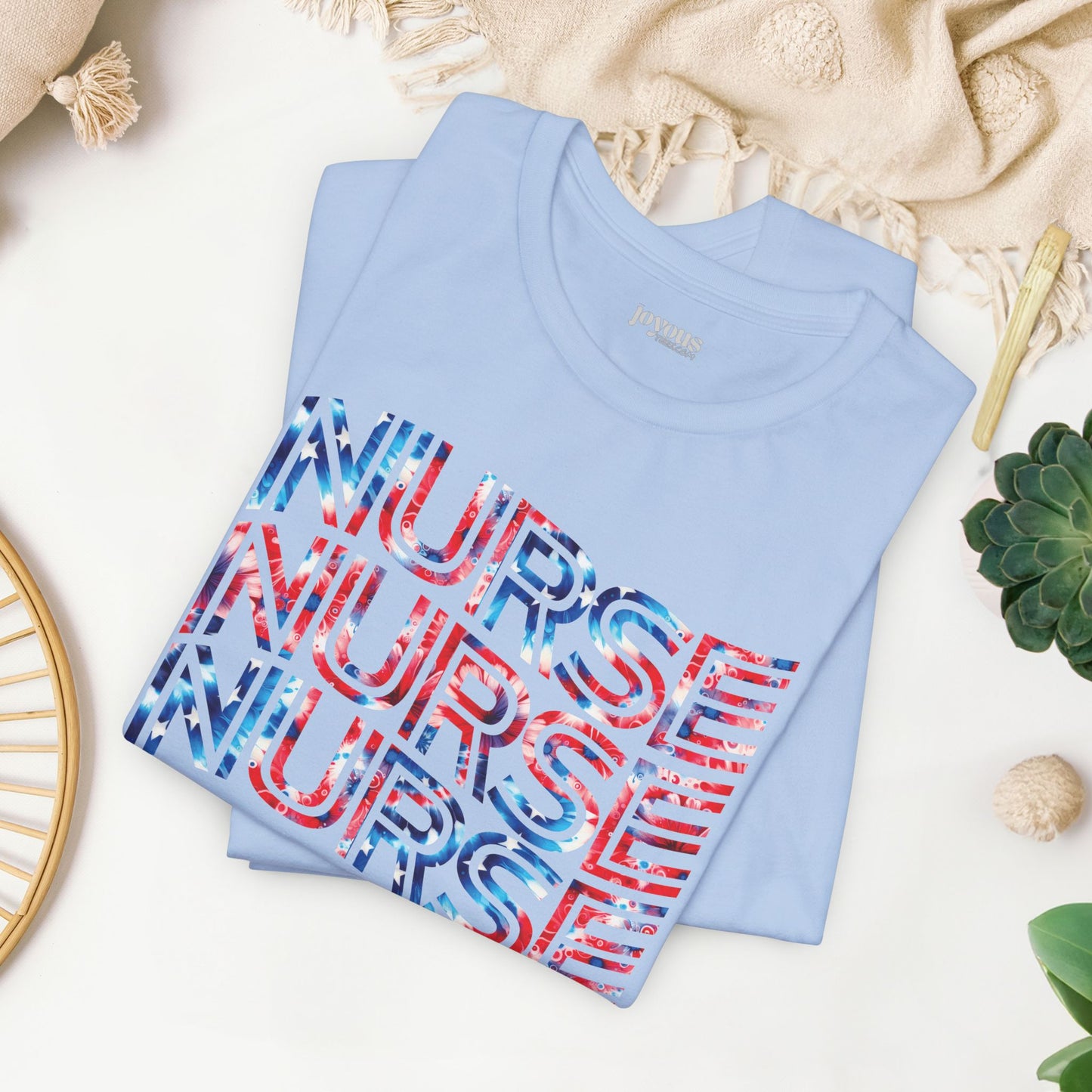 Wavy Patriotic Nurse Shirt - 4th of July Nurse Soft Cotton Tee