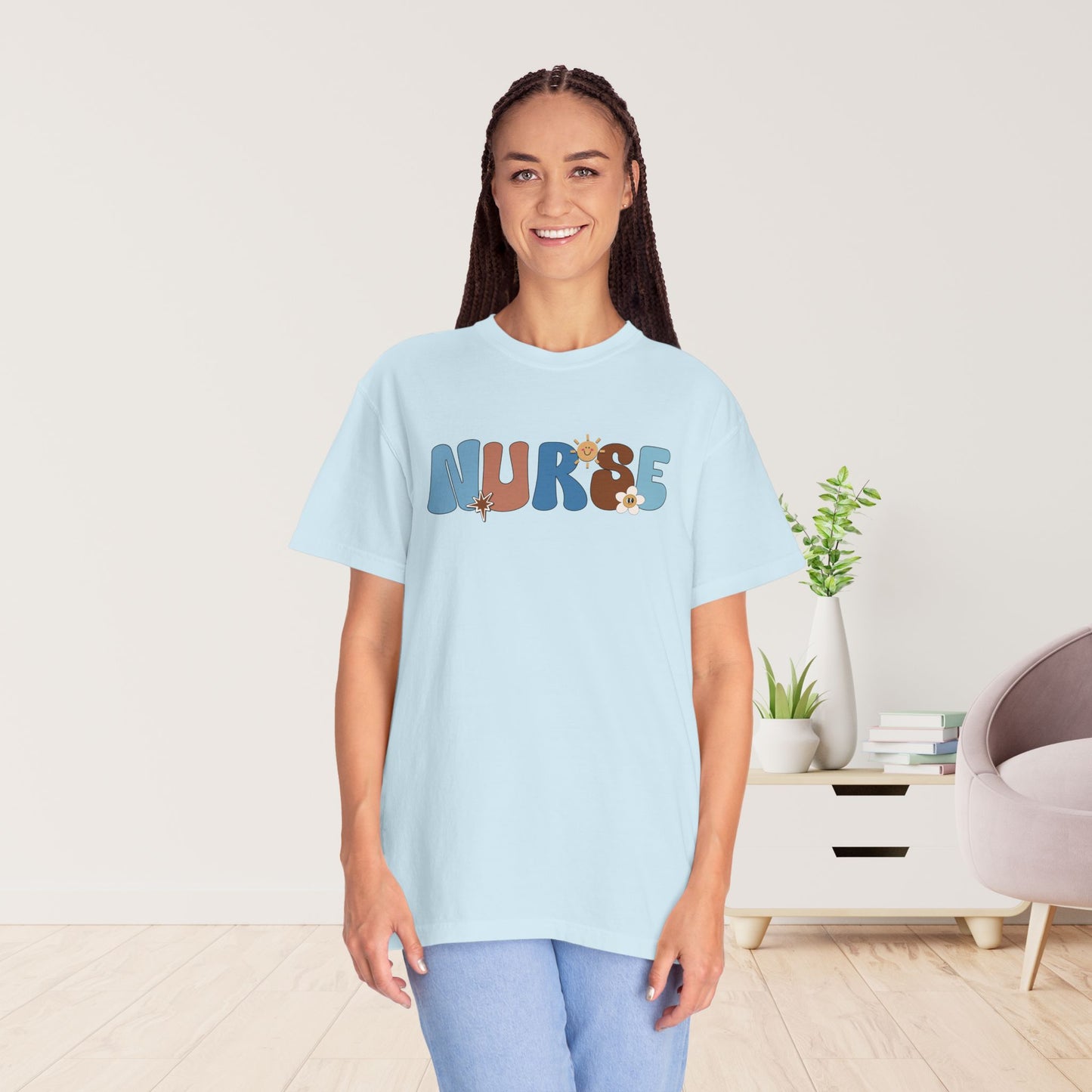 Comfort Colors Blue Groovy Nurse Shirt - It's a Beautiful Day to Save Lives Tee