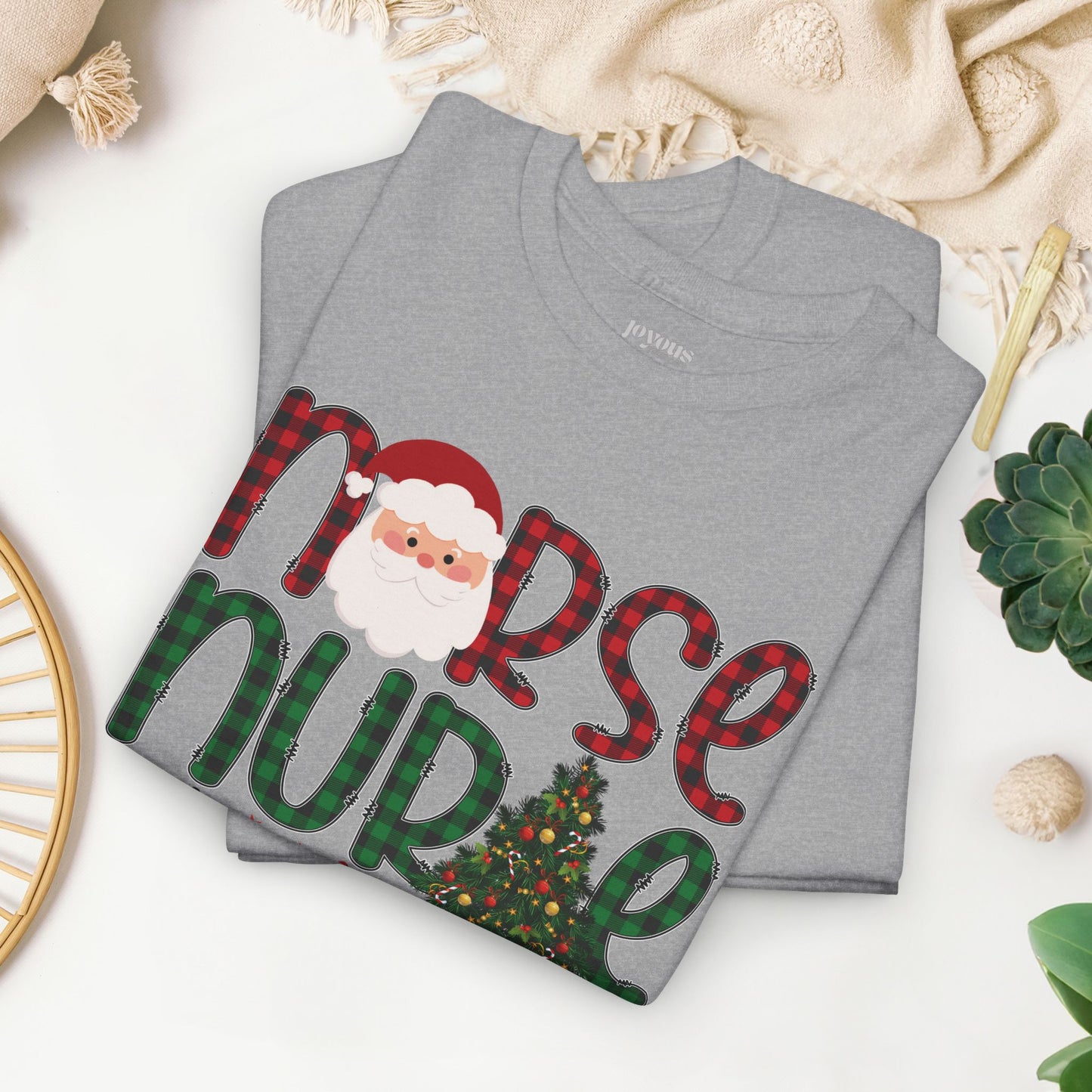 Plaid Christmas Nurse Heavy Cotton Tee