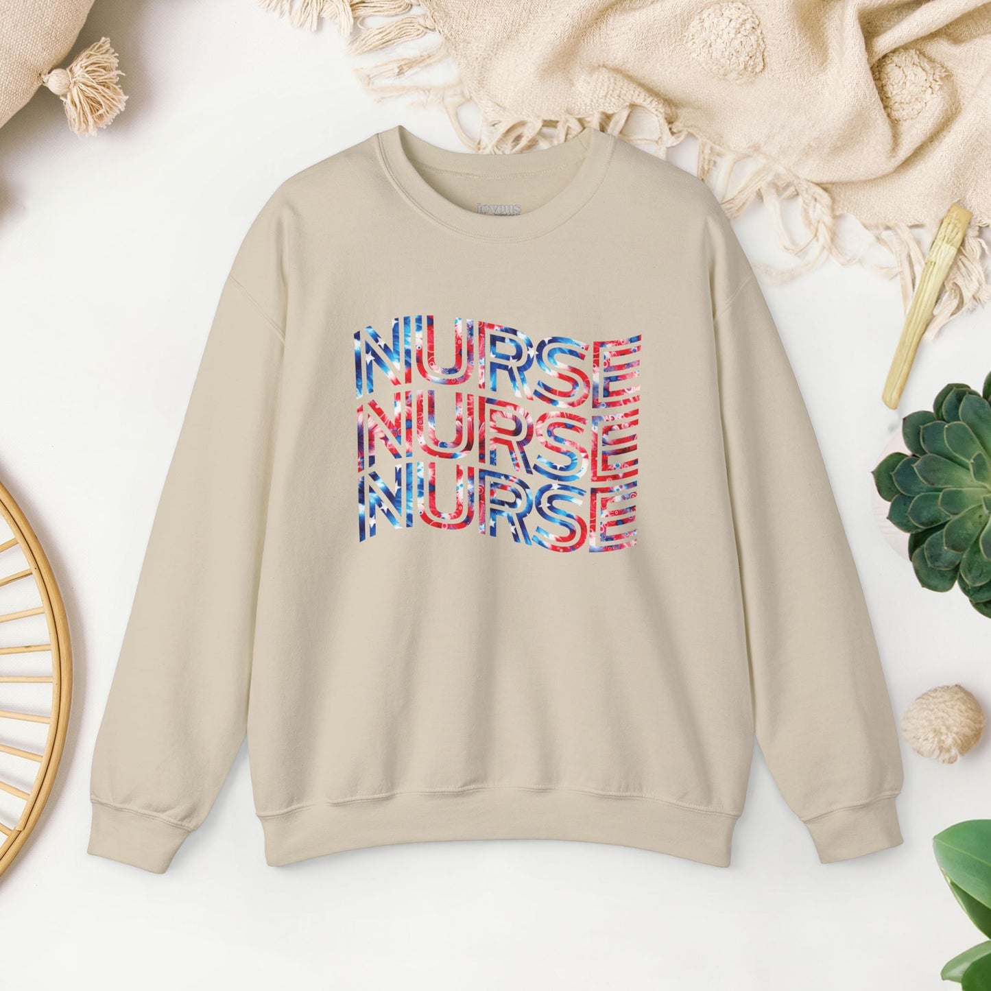 Wavy Patriotic Nurse Sweatshirt - 4th of July Nurse Sweatshirt