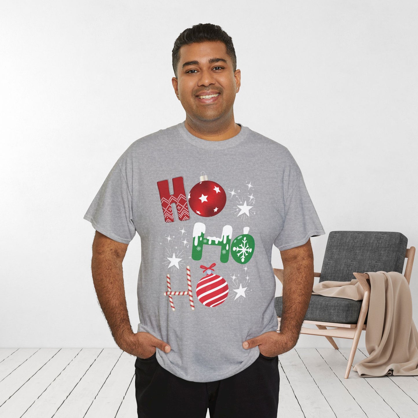 Ho Ho Ho Christmas Shirt - Matching Family Christmas Heavy Cotton Tee