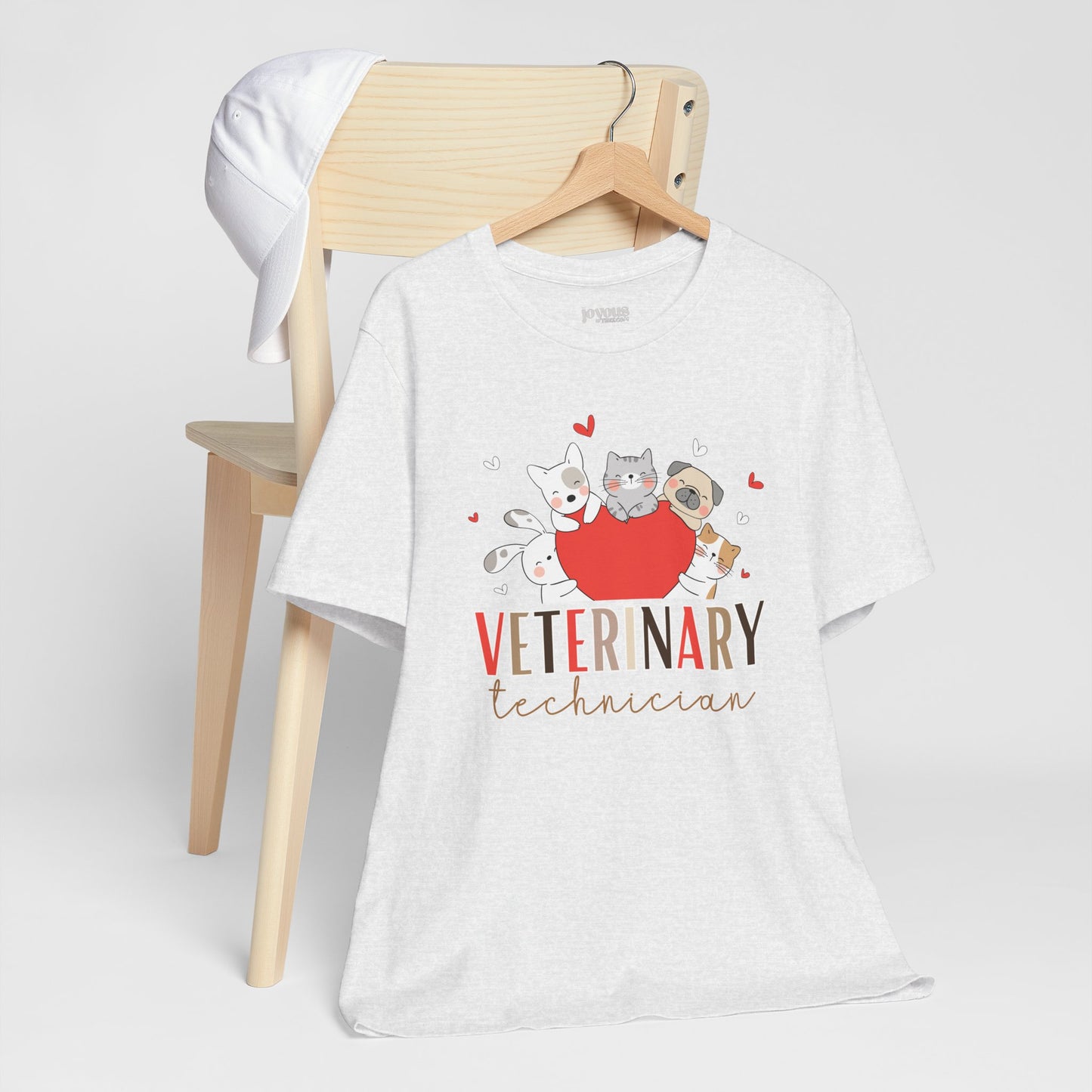 Cute Veterinary Technician Soft Cotton Tee with Dogs and Cats for VET Technician