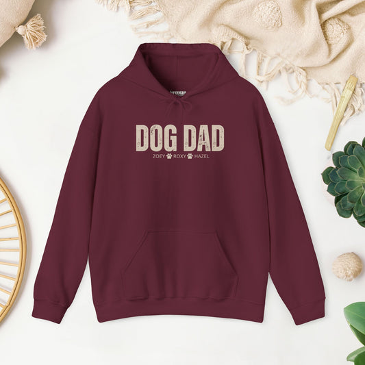 Custom Dog Dad Hoodie with Dogs Name - Personalized Gift for Dog Dad