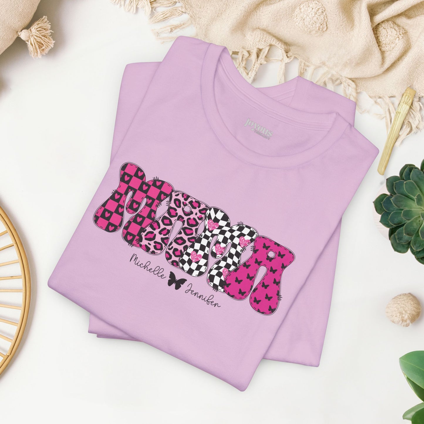 Custom Mama Soft Cotton Tee with Kids Names - Personalized Gift for Mom