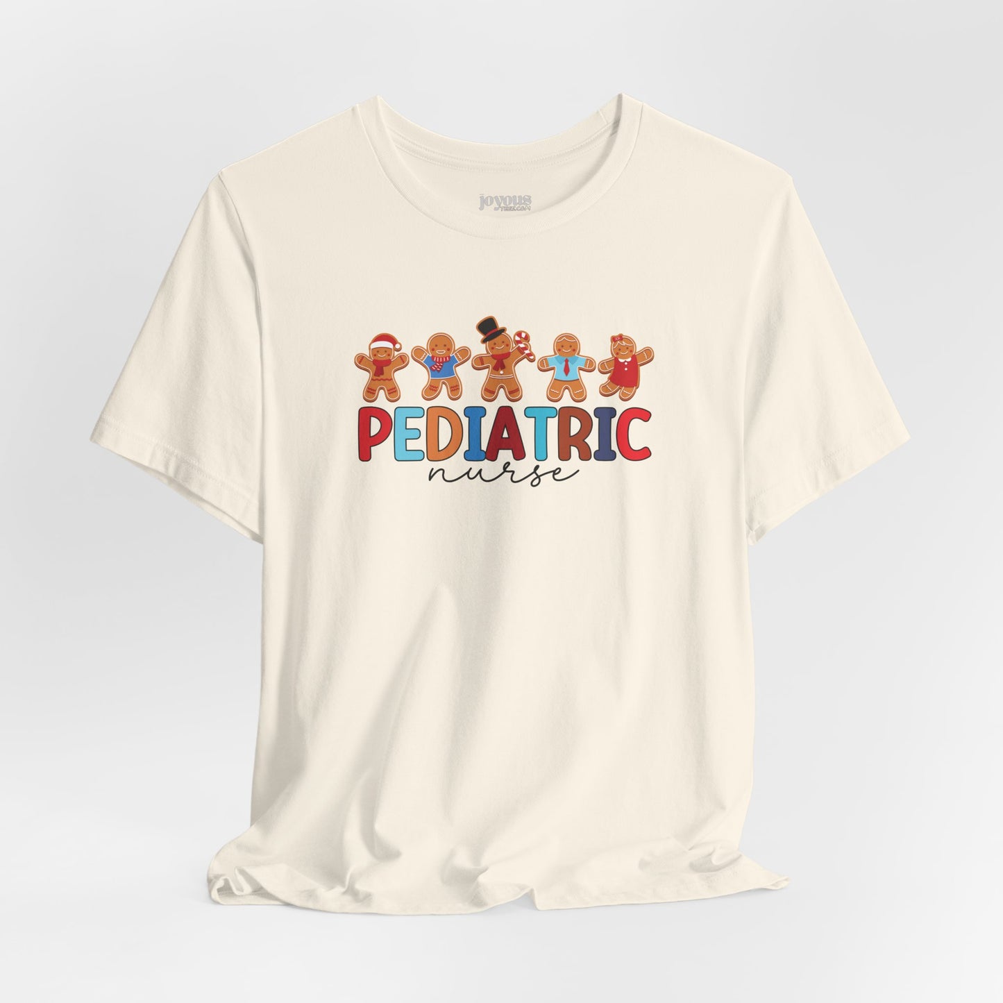 Christmas Pediatric Nurse Soft Cotton Tee with Gingerbread Men