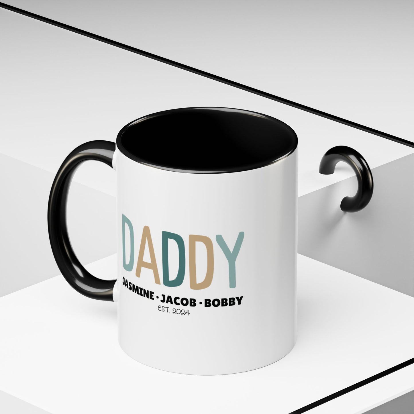 Personalized Daddy Coffee Mug with Kids Names - Custom Dad Gifts for Father's Day