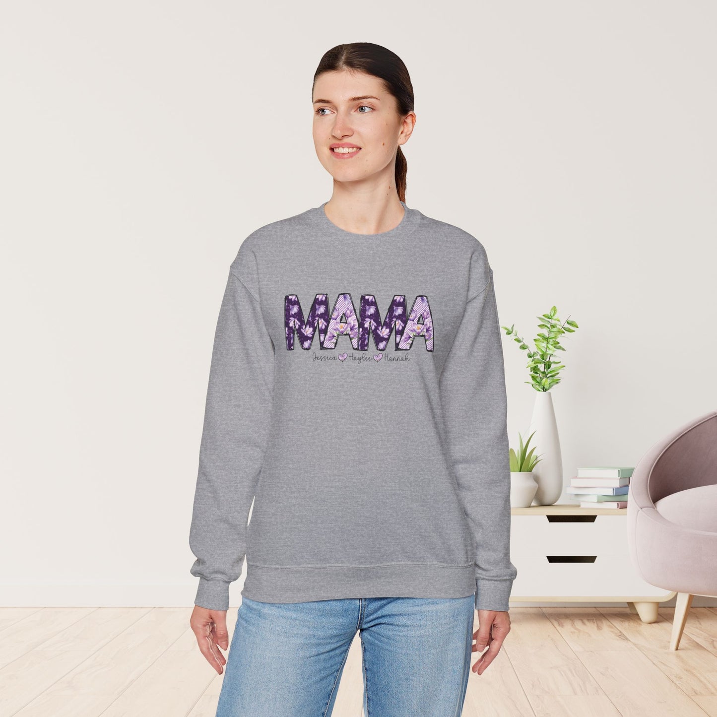 Custom Mama Sweatshirt with Kids Name - Personalized Gift for Mom