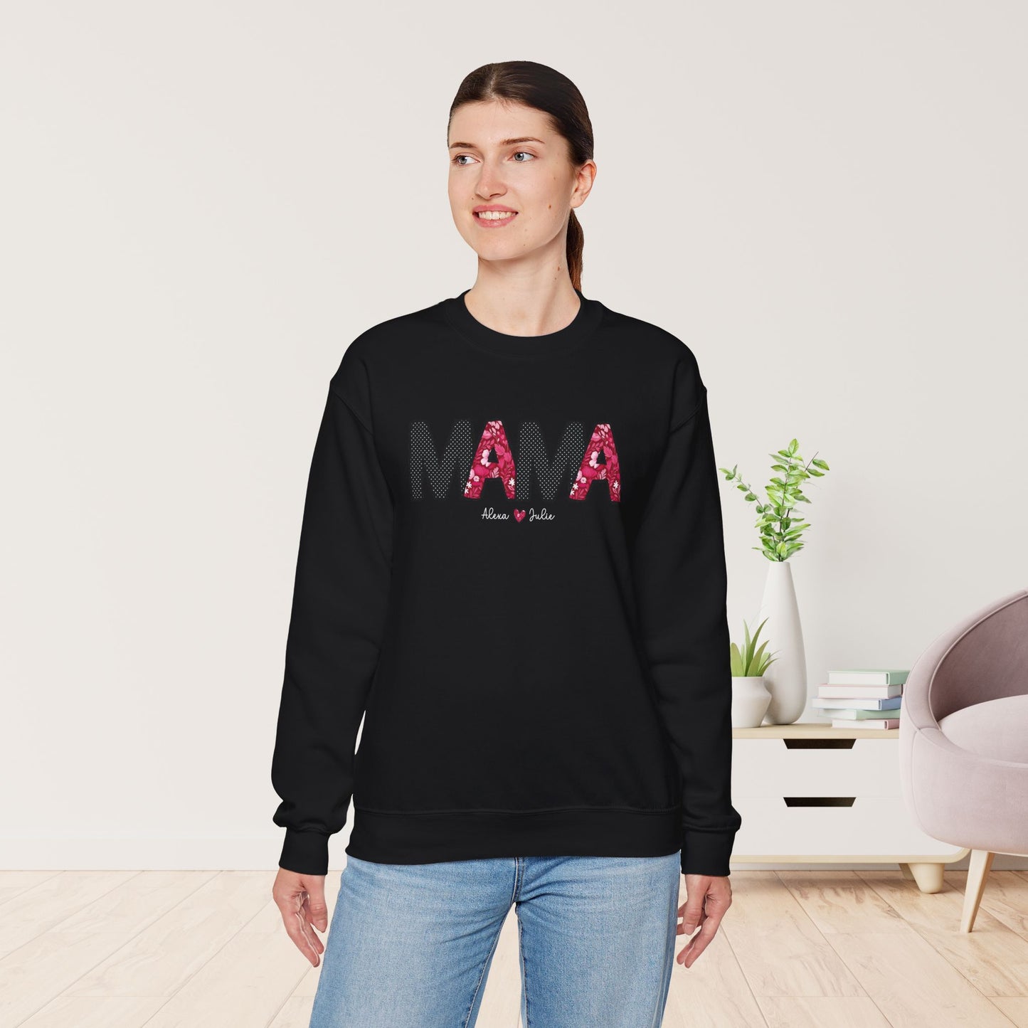 Custom Mama Sweatshirt with Kids Name - Personalized Gift for Mom