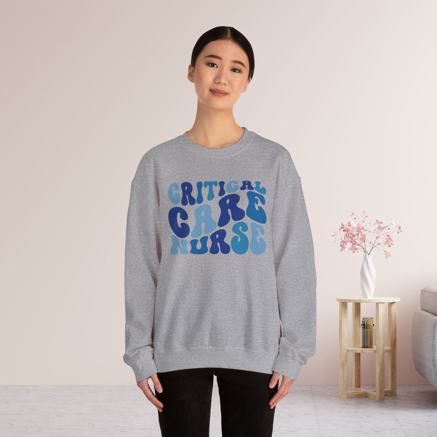 Groovy Blue Critical Care Nurse Sweatshirt