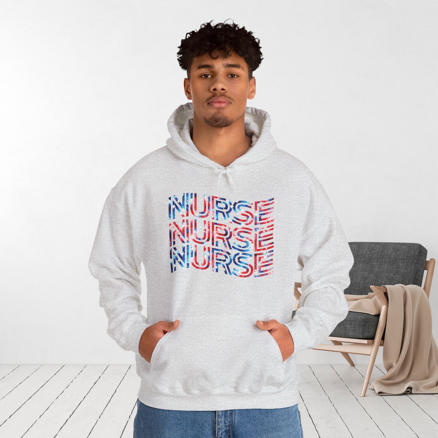 Wavy Patriotic Nurse Hoodie - 4th of July Nurse Hoodie