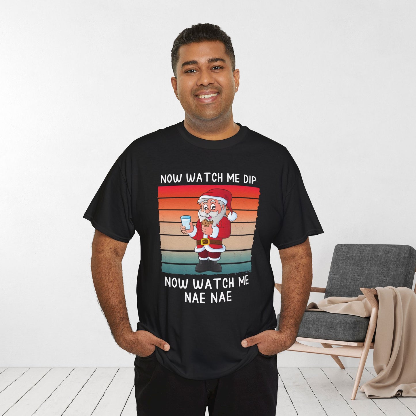 Now Watch Me Dip Funny Christmas Shirt - Matching Family Christmas Heavy Cotton Tee