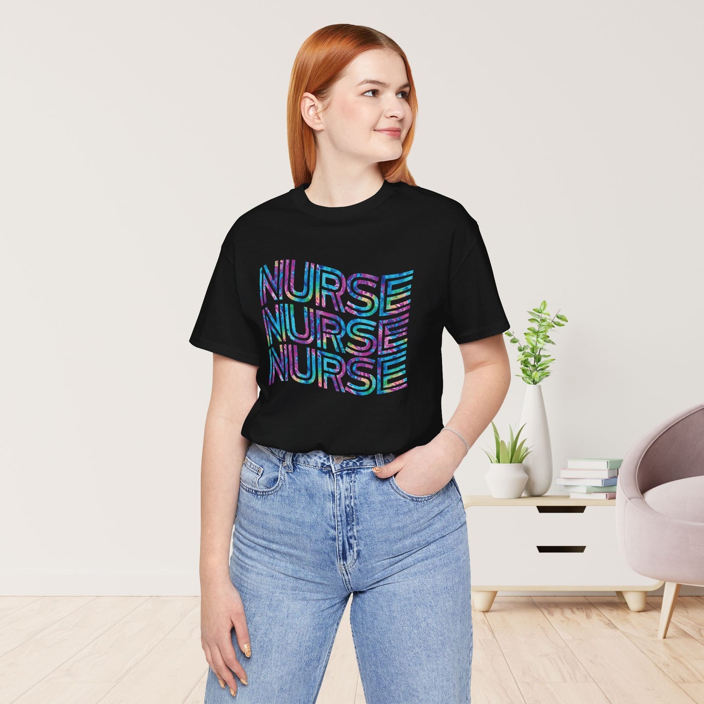 Tie Dye Wavy Nurse Shirt - Registered Nurse Soft Cotton Tee