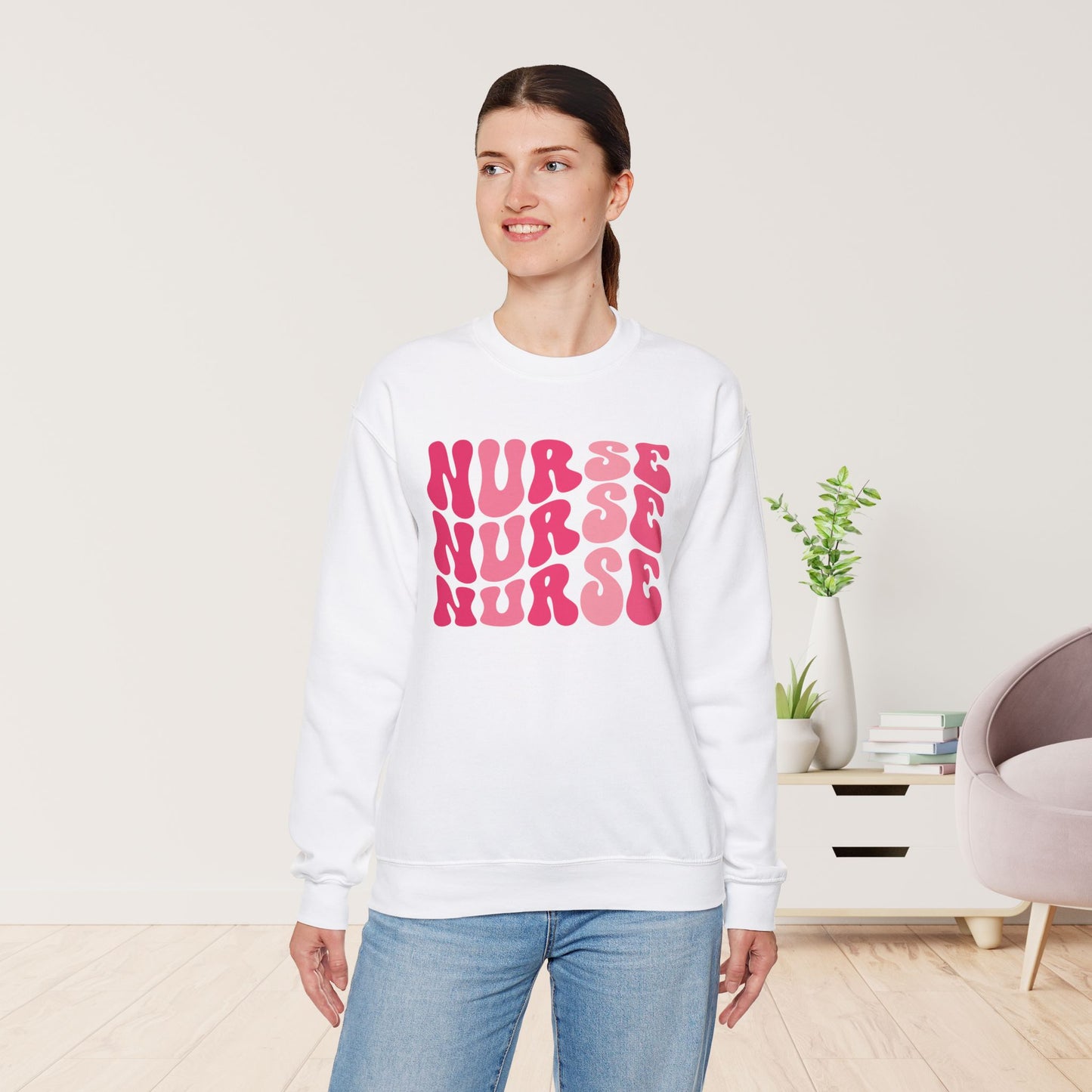 Groovy Pink Nurse Sweatshirt