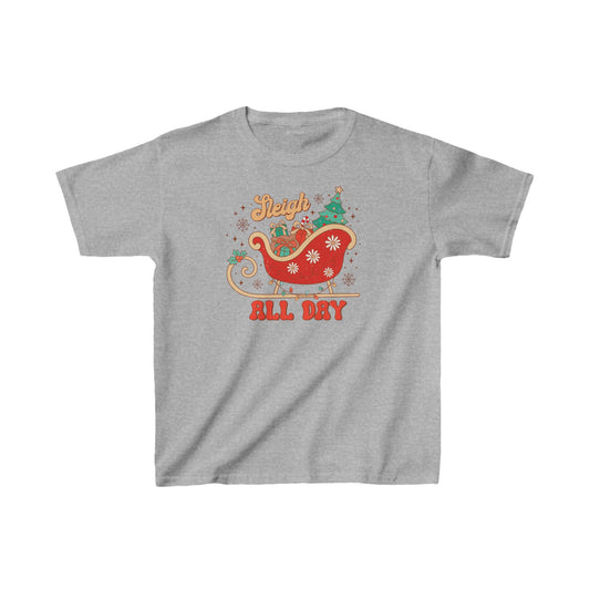 Sleigh All Day Youth Christmas Shirt - Retro Christmas Tee