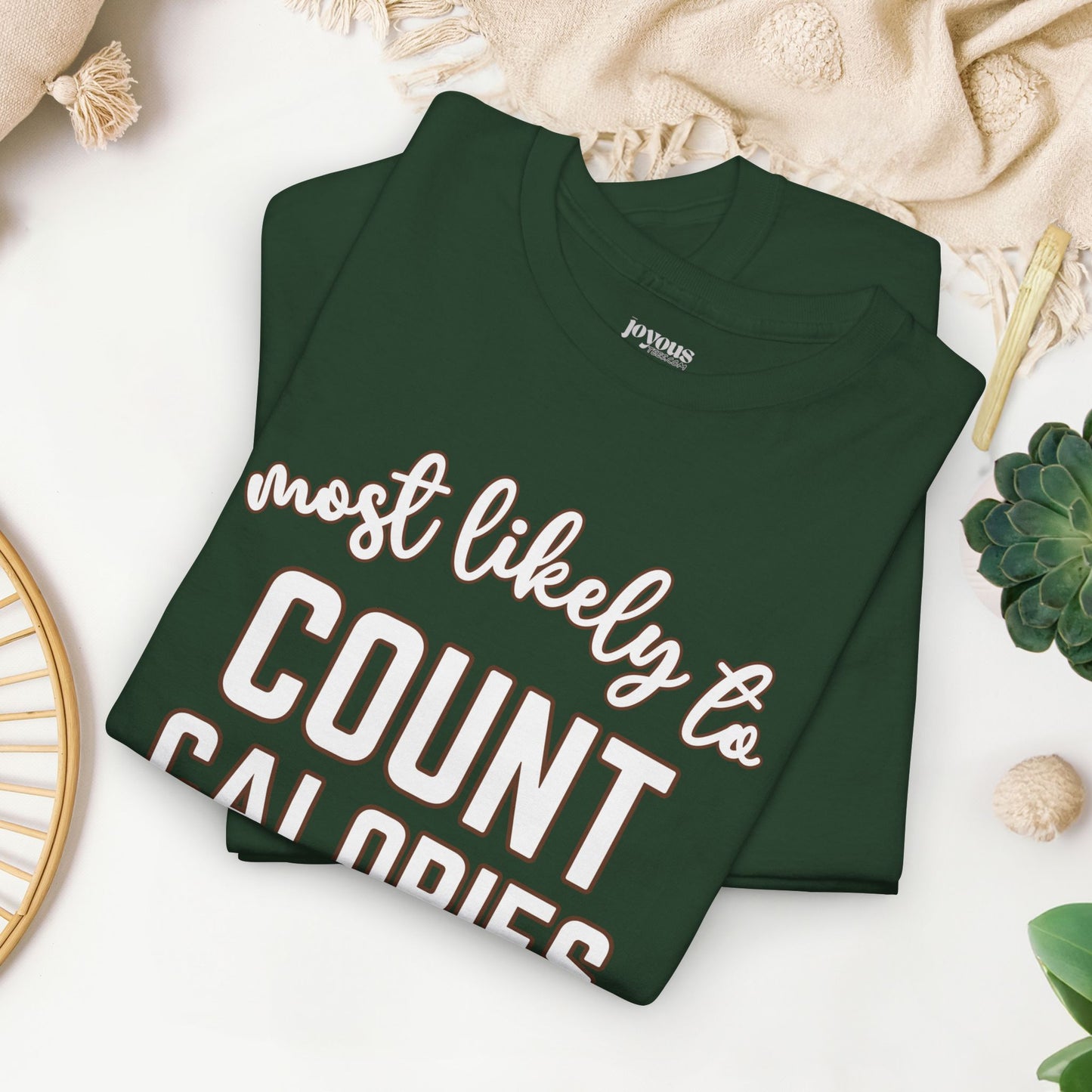 Funny Thanksgiving Shirt - Most Likely To Count Calories Heavy Cotton Tee