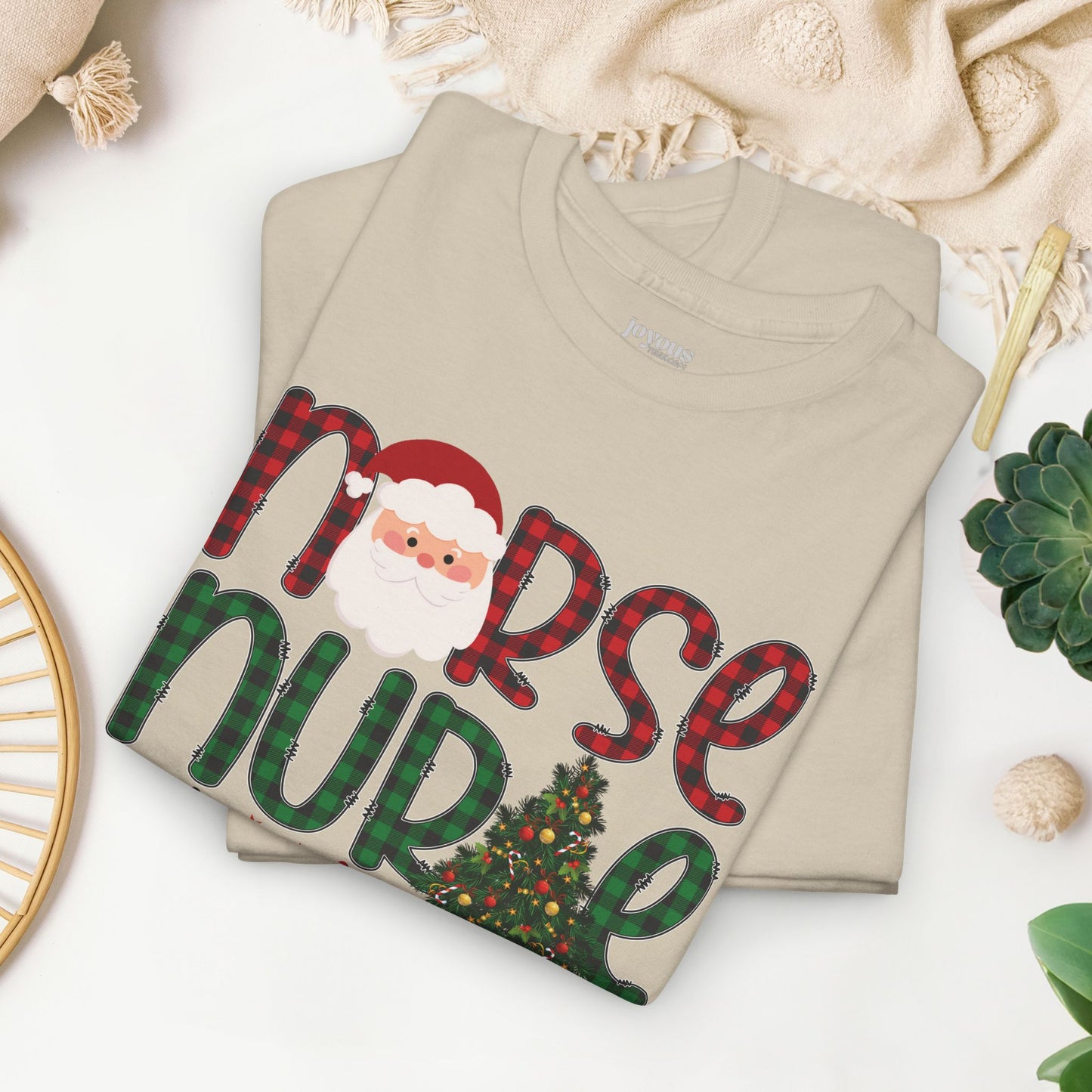 Plaid Christmas Nurse Heavy Cotton Tee