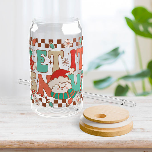 Let It Snow Retro Christmas Sipper Glass - Best Christmas Gift