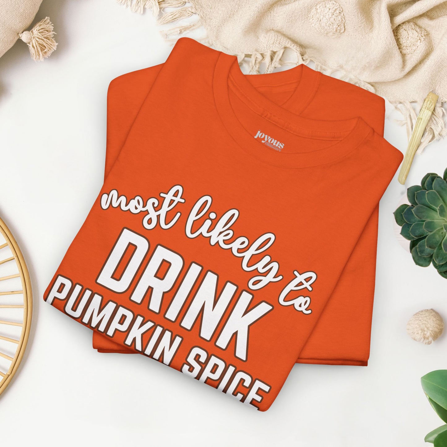 Funny Thanksgiving Shirt - Most Likely to Drink Pumpkin Spice Lattes Heavy Cotton Tee