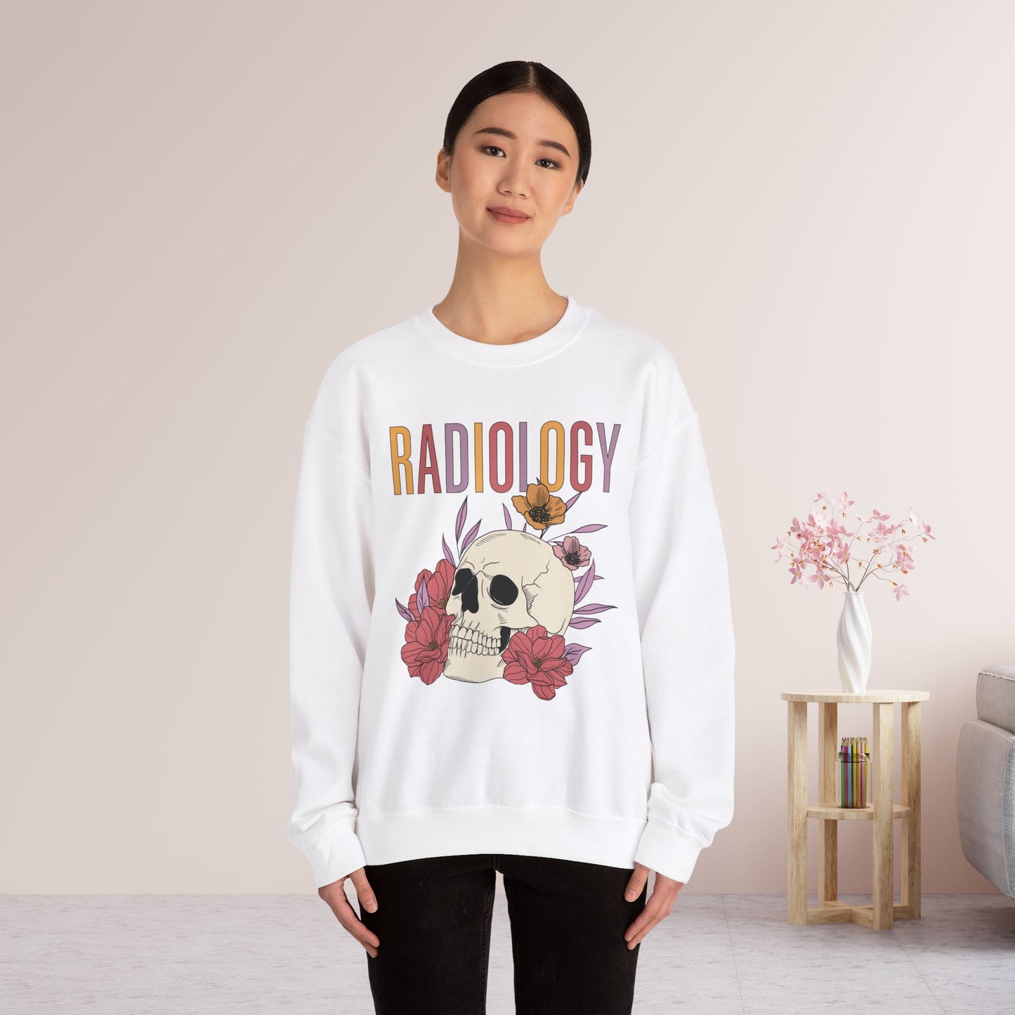 Flower Skull Radiology Sweatshirt for RAD Tech