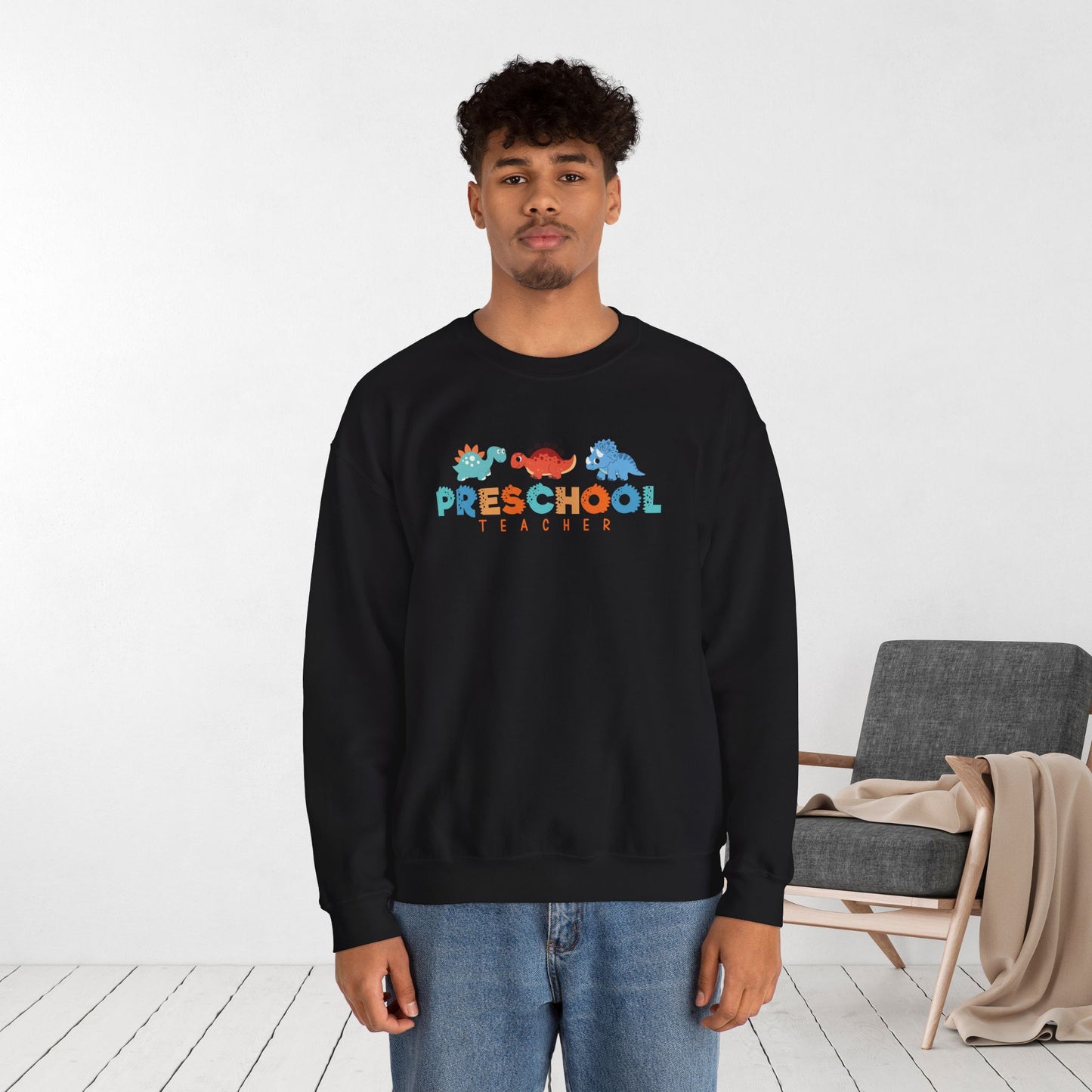 Preschool Teacher Sweatshirt with Dinosaurs