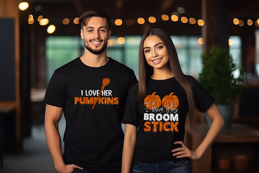 Funny Halloween Matching Couples T-shirt Bundle 01
