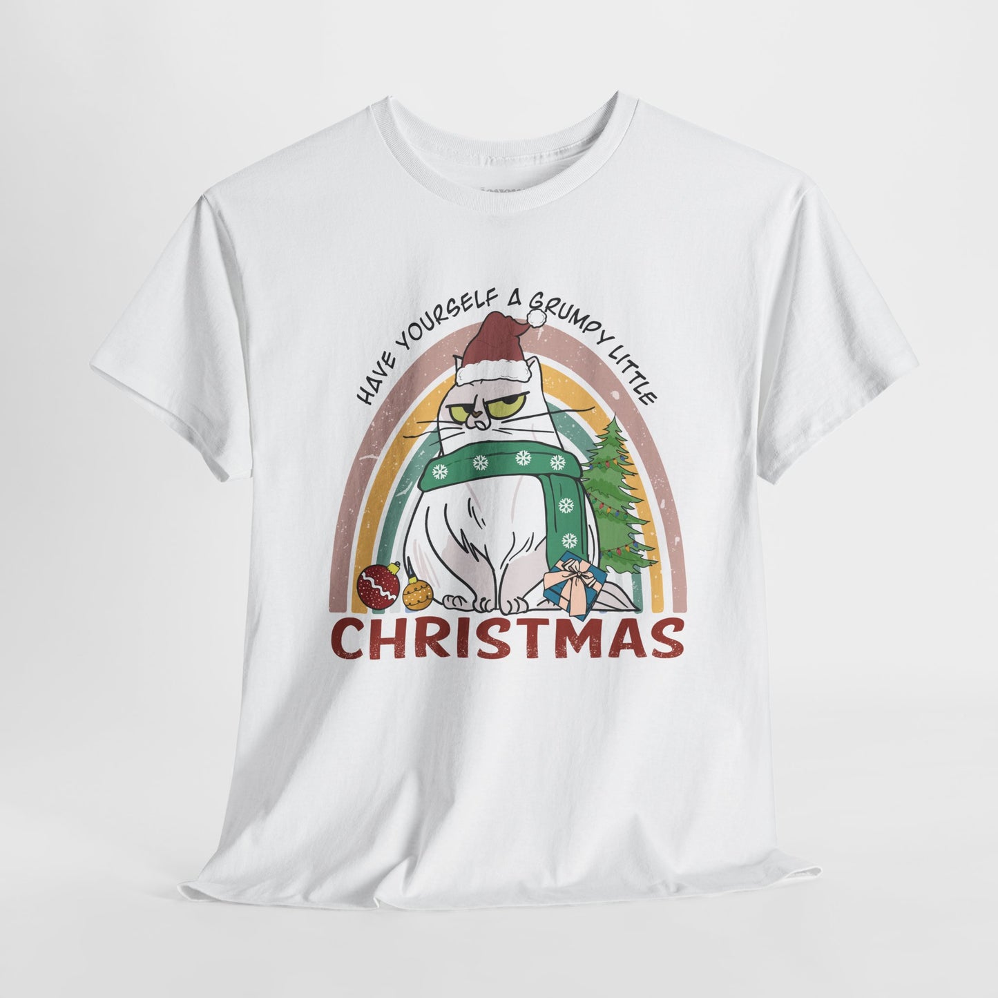 Have Yourself A Grumpy Little Christmas Funny Cat Christmas Heavy Cotton Tee - Cat Lovers Christmas Gift