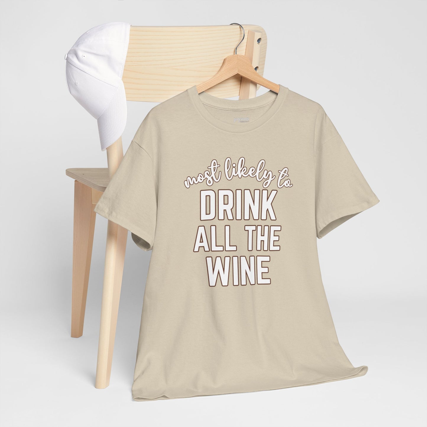 Funny Thanksgiving Shirt - Most Likely to Drink All The Wine Heavy Cotton Tee