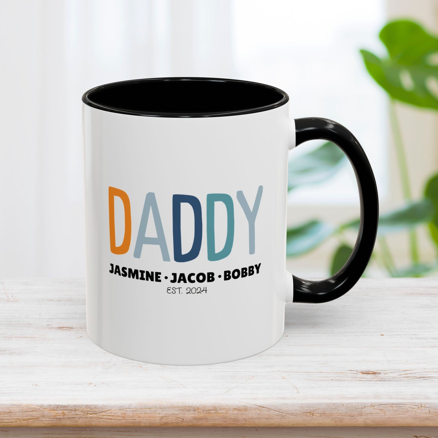 Personalized Daddy Coffee Mug with Kids Names - Custom Dad Gifts for Father's Day