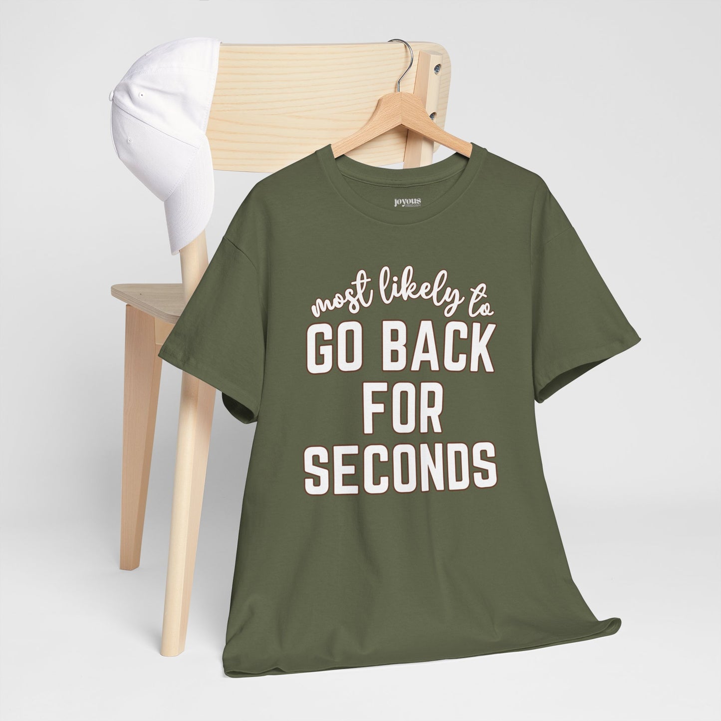 Funny Thanksgiving Shirt - Most Likely to Go Back For Seconds Heavy Cotton Tee