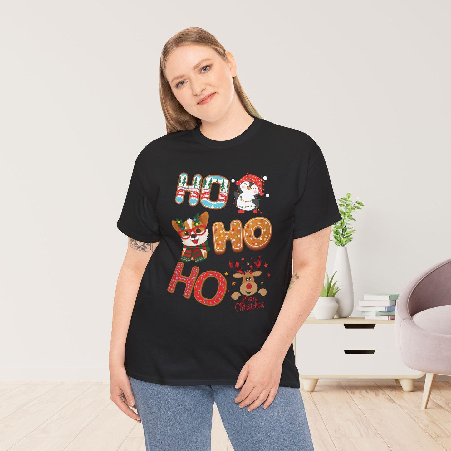 Ho Ho Ho Christmas Shirt - Matching Family Christmas Heavy Cotton Tee