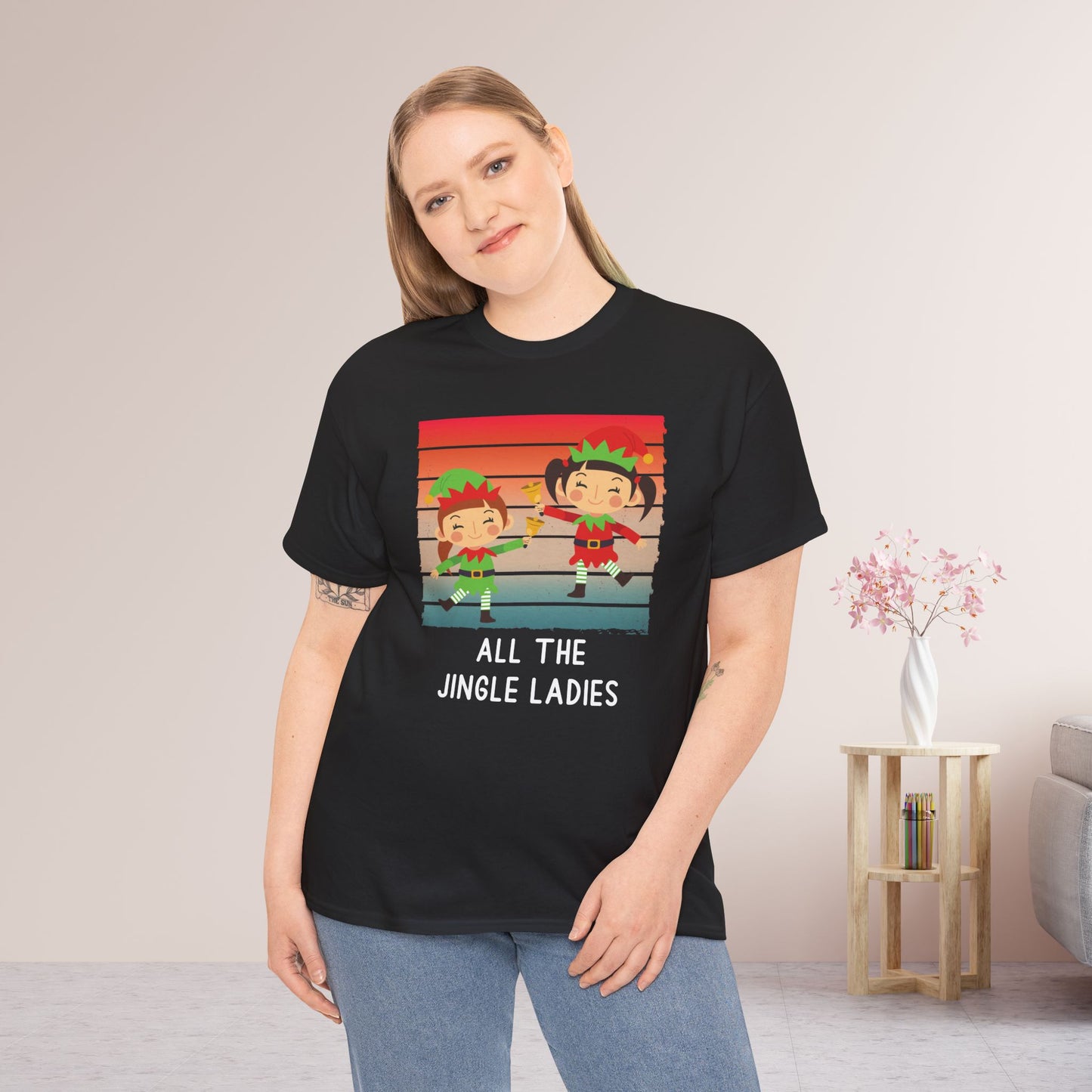 All The Jingle Ladies Funny Christmas Shirt - Matching Family Christmas Heavy Cotton Tee