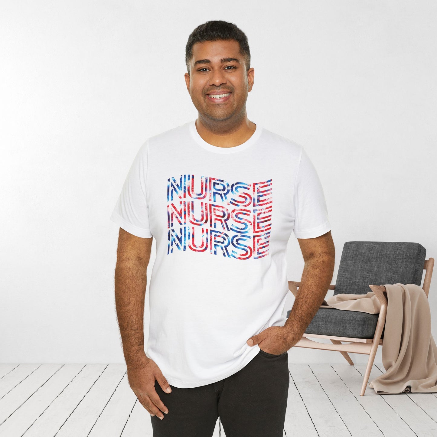 Wavy Patriotic Nurse Shirt - 4th of July Nurse Soft Cotton Tee