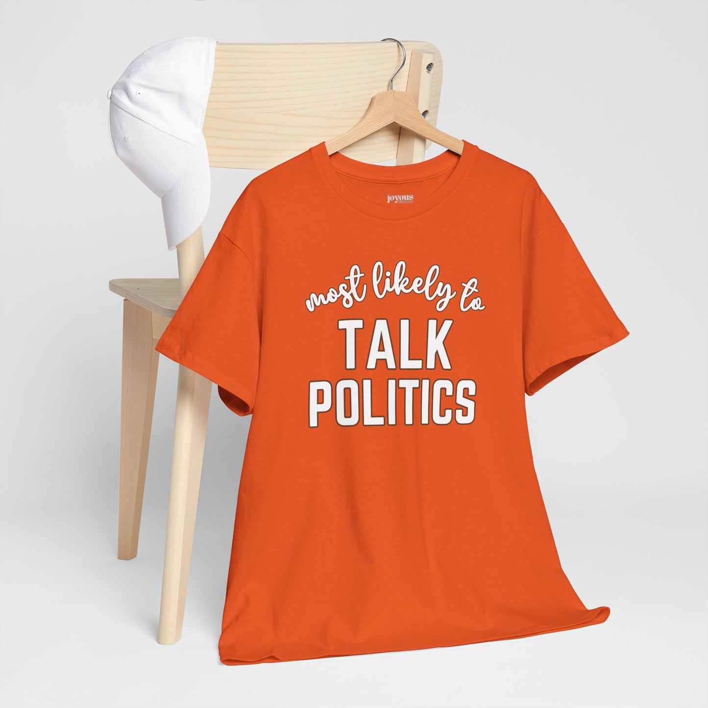 Funny Thanksgiving Shirt - Most Likely To Talk Politics Heavy Cotton Tee