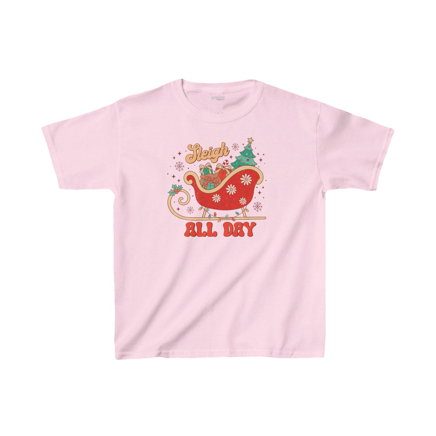 Sleigh All Day Youth Christmas Shirt - Retro Christmas Tee